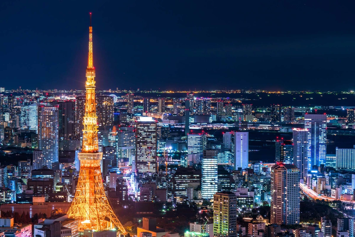 東京タワーが灯る首都圏の夜景